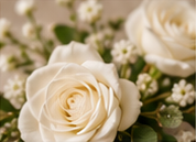 Close-up of ivory roses