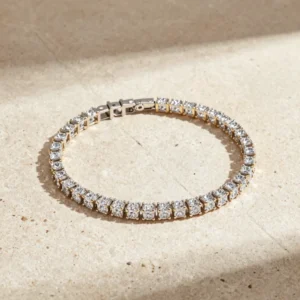 Bezel Set Station Bracelet in 18K Gold Plate