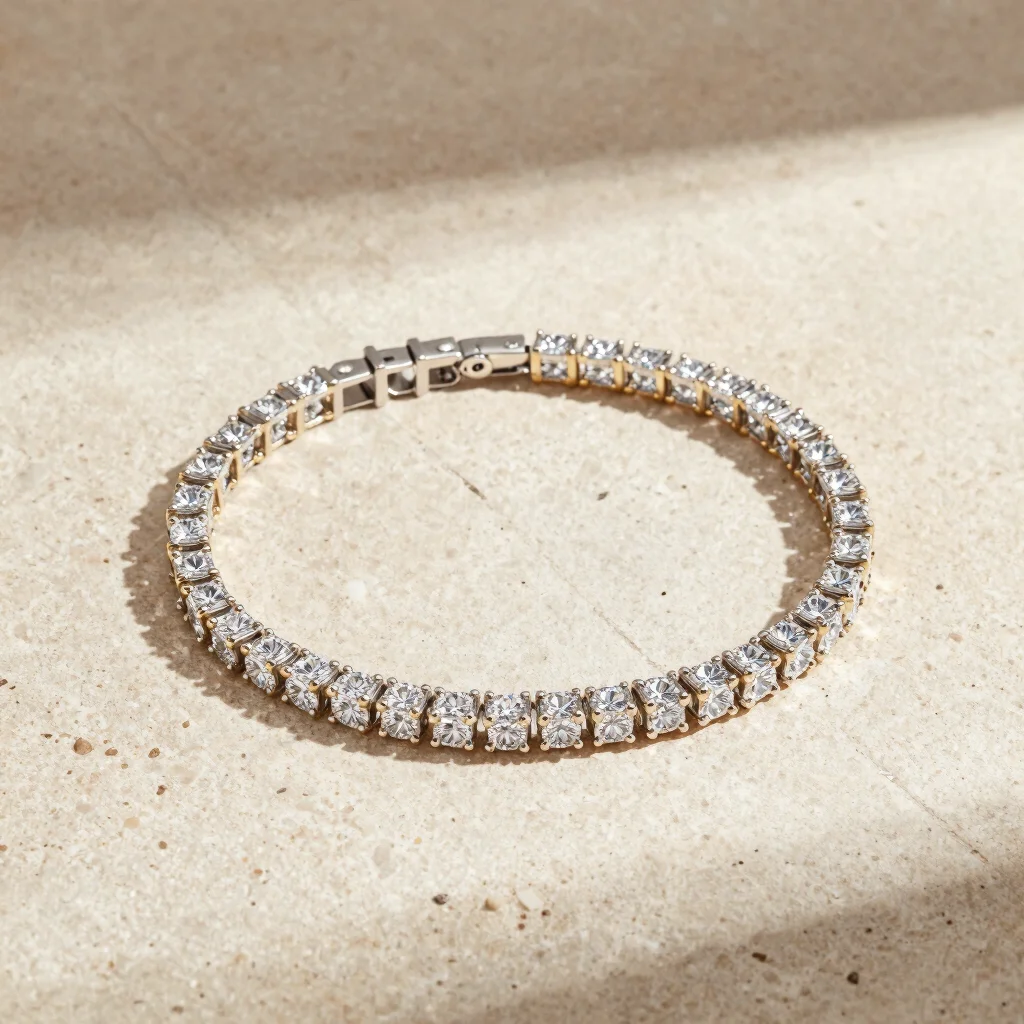 Bezel Set Station Bracelet in 18K Gold Plate
