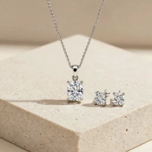 Moissanite earring and necklace gift set